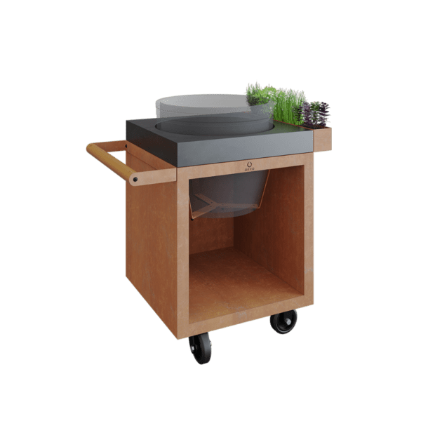 OFYR Kamado Table Corten 65 PRO Concrete BGE